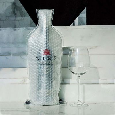 Double sac protecteur en plastique zip-lock de voyage de bulle d'air de vin blanc de la coutume 48x18CM