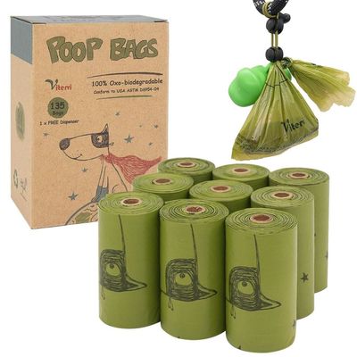 Sac imprimé biodégradable fait sur commande de déchets de chien de sac de dunette d'animal familier de sacs de poo de chienchien avec le distributeur