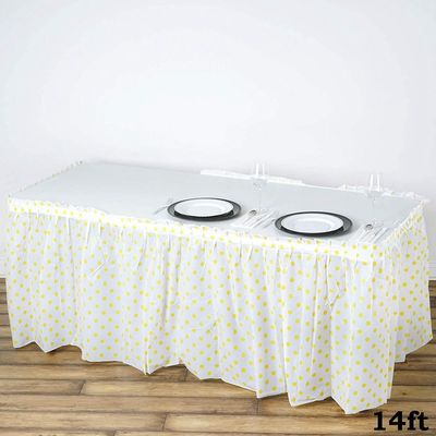 L'événement simple moderne jaune-clair de partie de jupe de table de place de style fournit la jupe de table de décoration