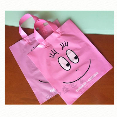 La conception adaptée aux besoins du client a imprimé les sacs à main de achat de sachets en plastique de boucle de sac mou de poignée