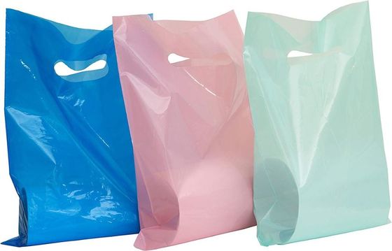 sac à provisions en plastique découpé avec des matrices par plastique biodégradable compostable de poignée de perforatrice de la fécule de maïs 100% avec le logo fait sur commande imprimé