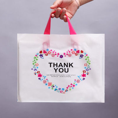Sac en plastique imperméable adapté aux besoins du client au détail solide blanc de cadeau de taille de sac à provisions facile à porter avec une poignée