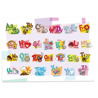 Bébé imperméable jetable Placemats de conception d'alphabet de bande dessinée de publicité décorative de plastique de 12X18 » 0.05mm