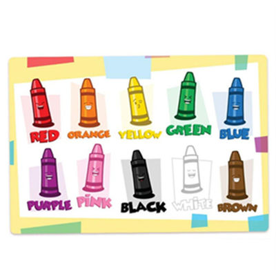 12X18 jetable » conception de la couleur apprenant publicité décorative en plastique imperméable Placemats BPA de bébé librement