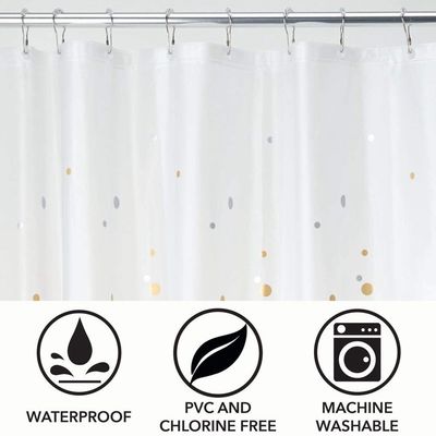 Rideau en douche en plastique jetable de salle de bains en gros de Walmart d'usine avec des crochets