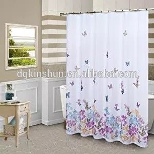 Mildew resistant shower curtain with matching window curtain shower curtain