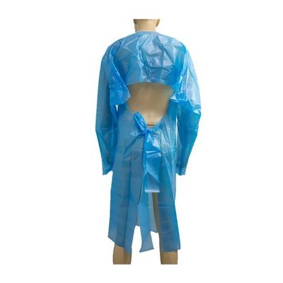 Tabliers bleus de manteau de CPE de 10 paquets 45&quot; x 75&quot;. Polyéthylène jetable. Vêtements de travail à l'épreuve des liquides unisexes.