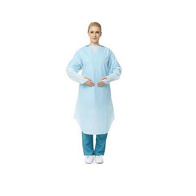 Robe jetable de CPE de robe d'isolement de tissu utilisée par hôpital avec de longues douilles