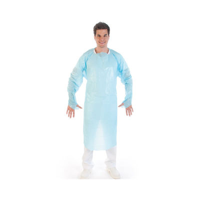 Robe bon marché d'isolement de douille de robe jetable en gros de CPE longue pour la protection de corps
