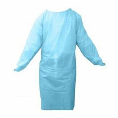 Robe bleue d'isolement de Cpe d'hôpital jetable avec de longues douilles pour l'utilisation civile