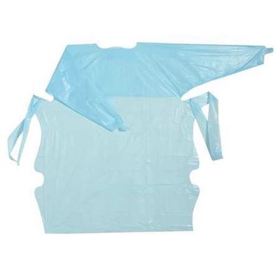 Robe bleue d'isolement de Cpe d'hôpital jetable avec de longues douilles pour l'utilisation civile