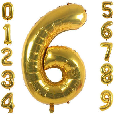Ballons du numéro 0-9 de papier d'aluminium d'or pour la décoration de mariage et de partie